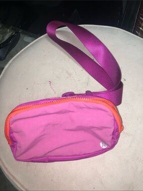 lululemon athletica Pink and Purple Crossbody Belt Bag with Orange Zipper
